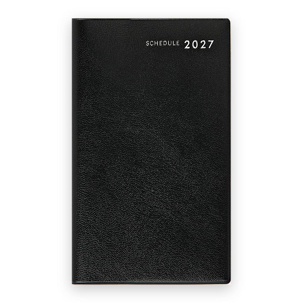 Planner Takahashi Shoten New Diary Alpha 2027 Weekly Left Monthly Horizontal Leather-Look Pen Holder - Black