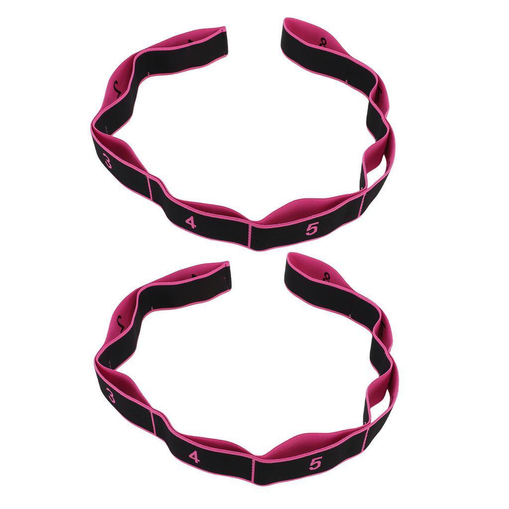 2PCS Stretching Strap with Loops 8 Segment Fitness Stretch Band for Stretching Equipment Exercise Flexibility Pink
