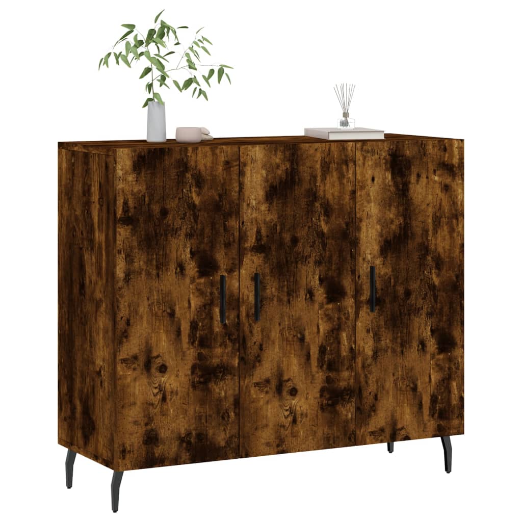 Sideboard Smoked Oak 90x34x80 cm Wood Based Material