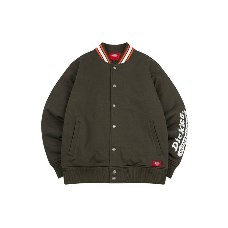 Dickies Мужская куртка с принтом, воротником-стойкой, длинным рукавом и флисовой подкладкой, цвет Хаки, DK008131A76