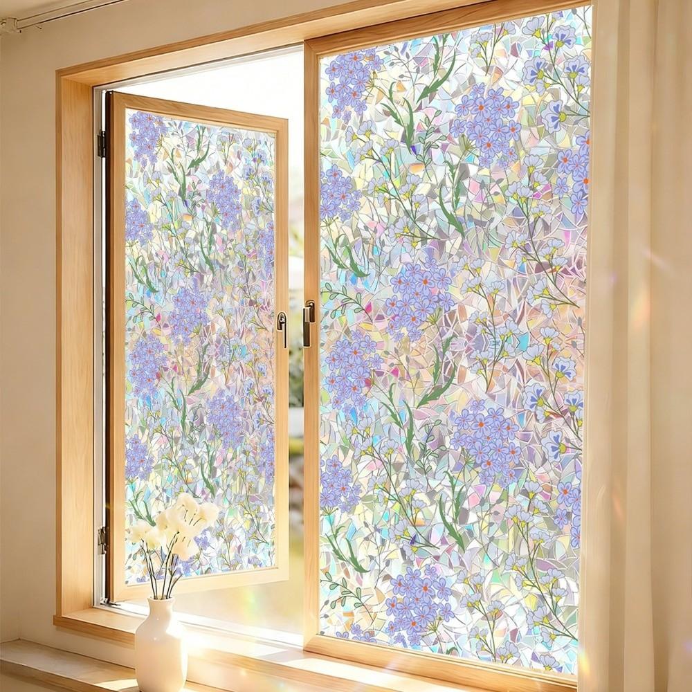 PVC Window Privacy Film Translucent Static Stained Glass Cling Glass Privacy Decal For Living Room