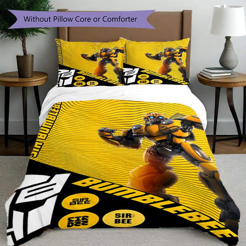 3pcs Duvet Cover Set (1*Duvet Cover + 2*Pillowcase, Without Core), Bumblebee Print Bedding Set, Bedroom Decor, All‑Season, Birthday Gift