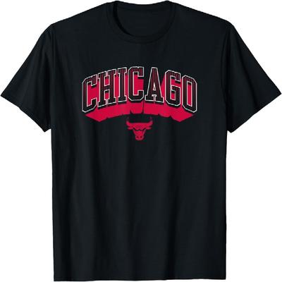 НБА - Футболка с логотипом Chicago Bulls City Wordmark Черно-красная