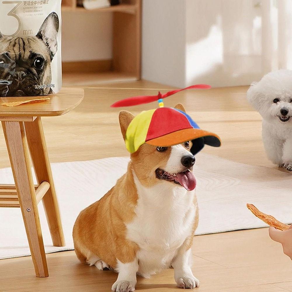 Detachable Dog Baseball Cap Breathable Dogs Helicopter Top Hat Funny Pet Propeller Hat  Puppy