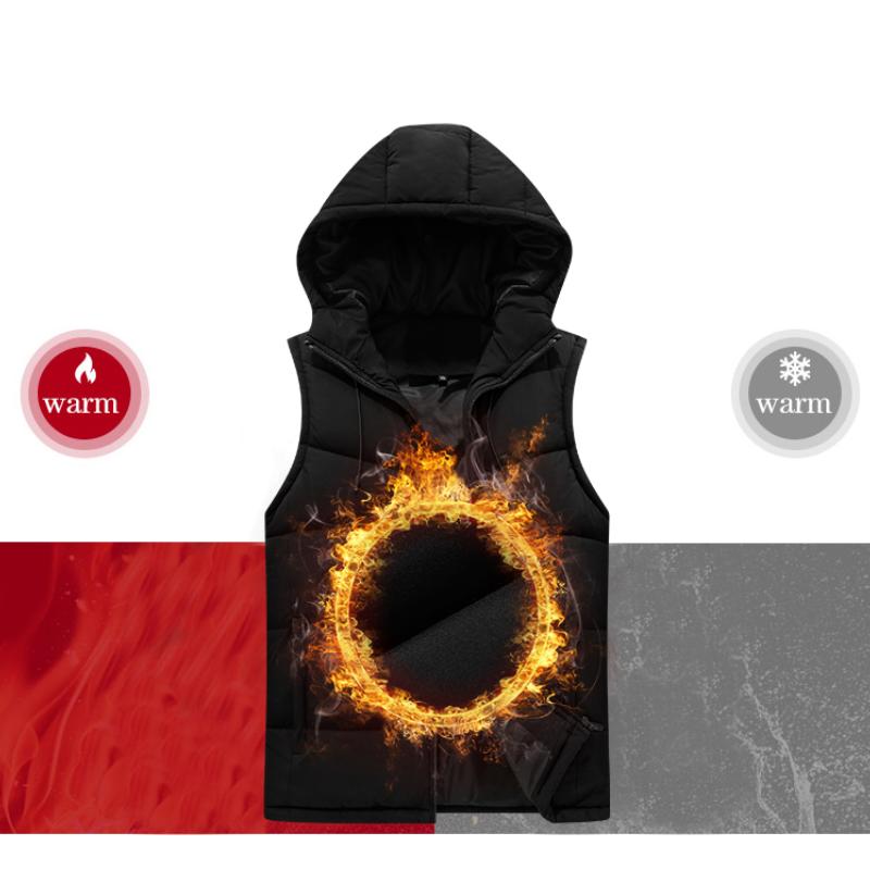 2023 Новый мужской зимний теплый жилет с капюшоном, мужской толстый хлопковый жилет без рукавов, мужская куртка