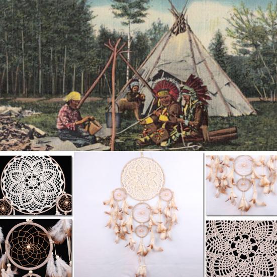 5 Rings Feather Dream Catcher Home Wall Hanging Decoration Ornament Craft