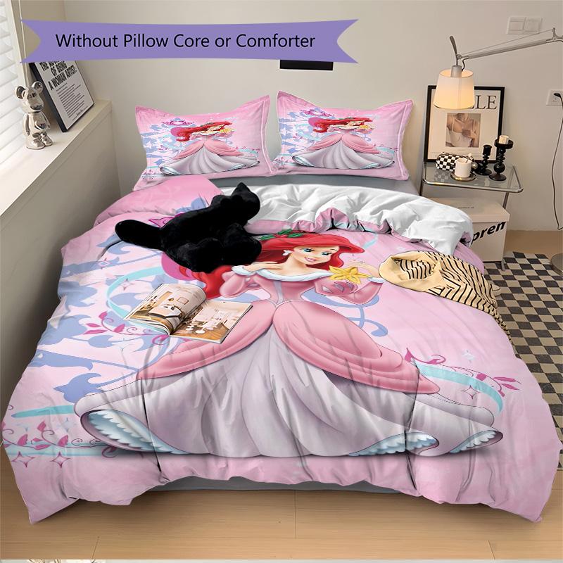 Princess Ariel'S Pink Fantasy Print 3Pcs Bedding Setduvet Cover With 2 Bedropillowcase Home Birthday Gift