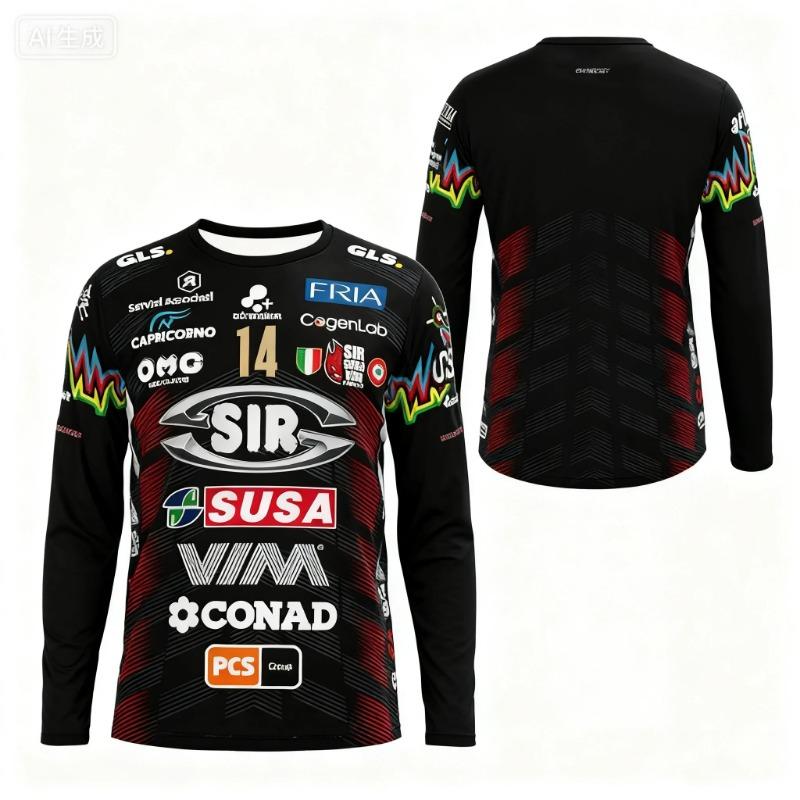 Syl Safety Perugia 2025 №14 Волейбольная футболка - Необходимая уличная дышащая футболка с длинным рукавом большого размера для осени и пляжа