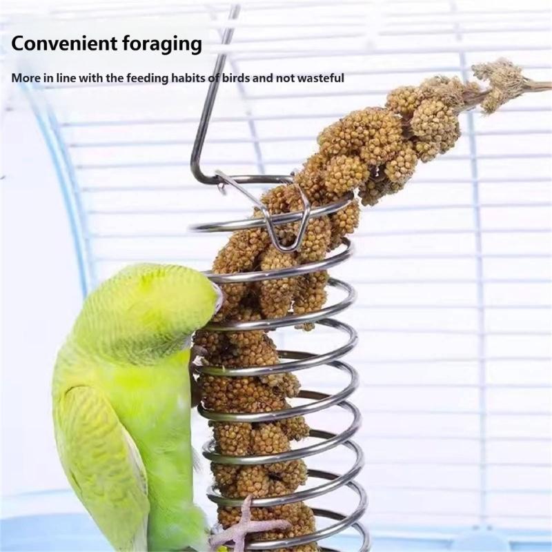 Parrots Cage Feeders Hollows Bird Food Holder with Hook Mounting for Easy Refill Chew Resistant Millets Storage for Parakeets