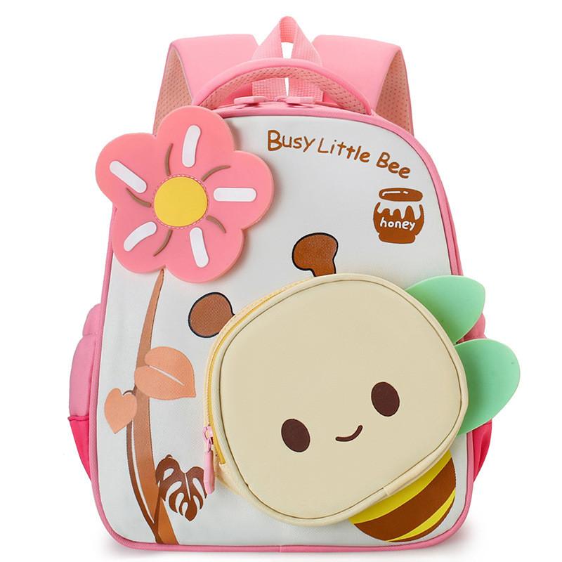 Cartoon Childrens Backpack With Small Bees And Flower Decorations For Use Daily