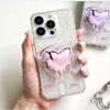 The Global Trendsetter: Cute Heart Silicone Jelly Clear Card Case with Grip Holder for iPhone 16 Pro Max (Pink)