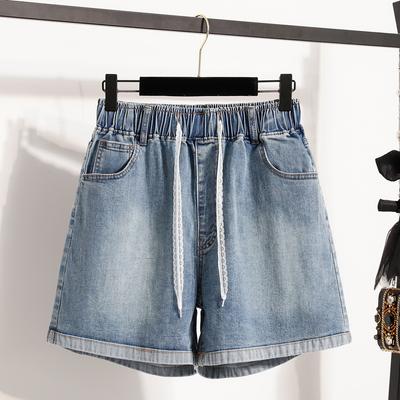 2025 Плюс Размер Женские Шорты Брюки Летние Джинсы Короткие Базовые Шаровары Высокая Талия Однотонные Брюки Эластичный Пояс
