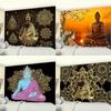 Статуя Будды, гобелен, двойной хиппи, настенное покрывало, чехол, богемный пляжный коврик, скатерти, домашний декор для спальни