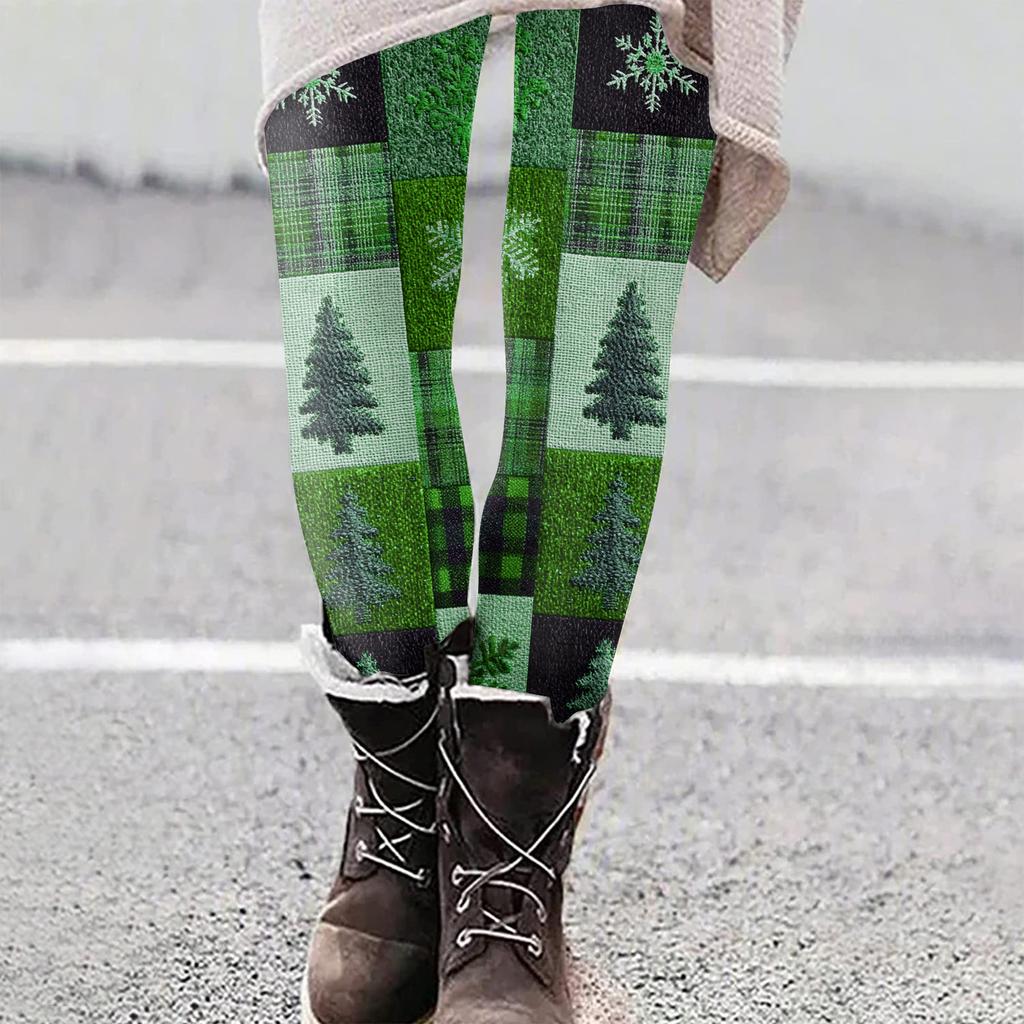 Женские рождественские облегающие эластичные повседневные брюки для йоги