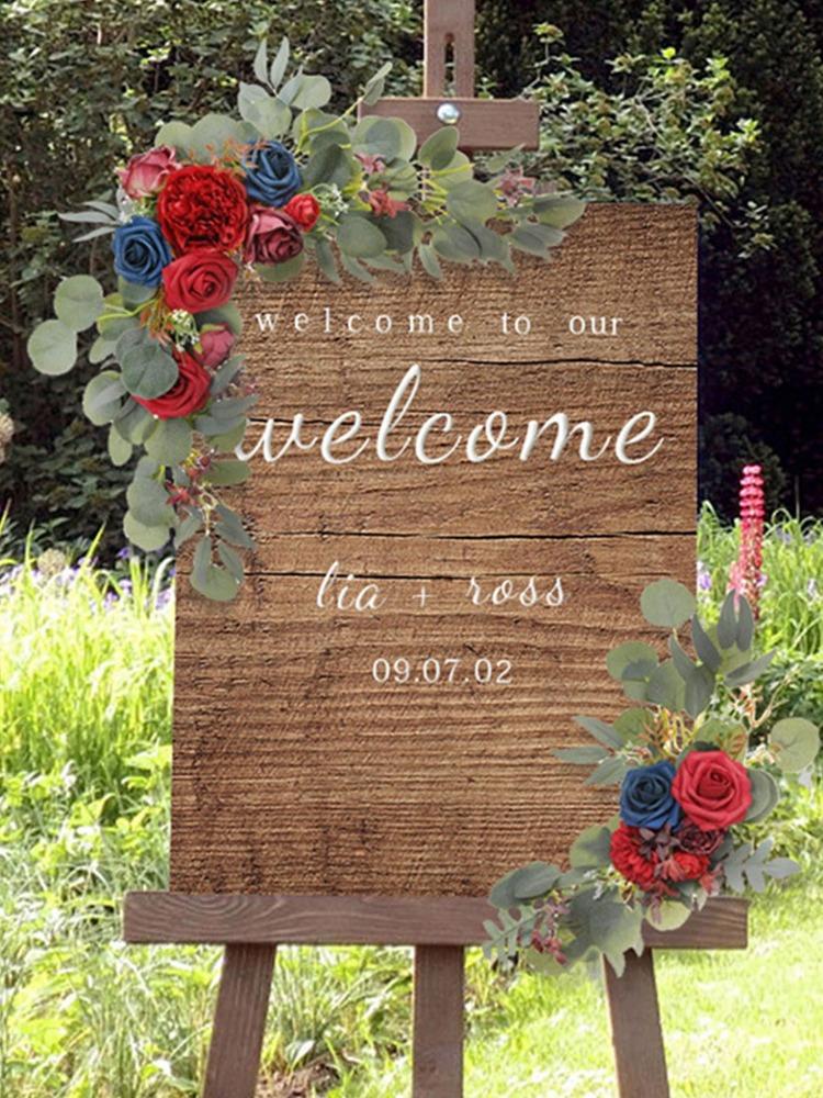 2Pcs/set Artificial Wedding Arch Flower Wedding Welcome Sign Flowers Artificial Fake Flowers Wedding Outdoor Arch Floral Flowers Party Decor Supplies