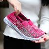 Women's Flat Loafers Handmade Slip On Breathable Woven Comfortable Round Toe Casual Walking Shoes Lightweight Sneakers for Women Low-Top Flats Shoes
