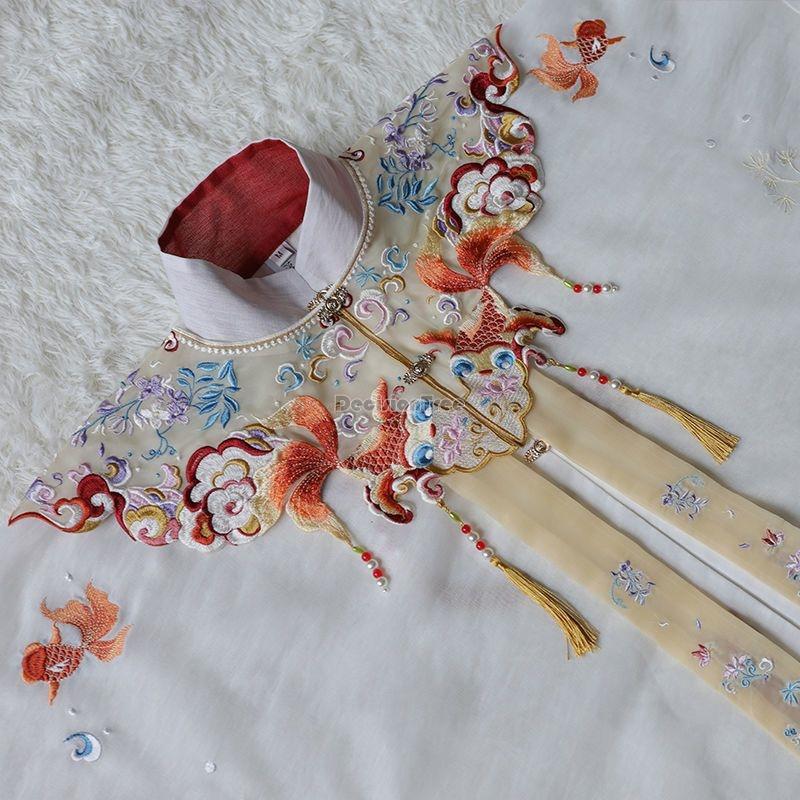 New Female Chinese Ancient Ming Dynasty Improved Hanfu Cloud Shoulder Stand Collar Embroidered Shawl Hanfu Decoration W806