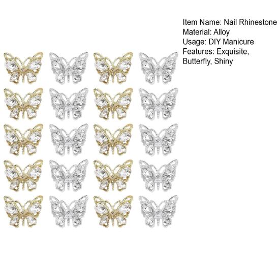 20 шт. подвески для ногтей в виде бабочек, блестящие стразы, инкрустация, искусственные кристаллы, 3D-подвески, аксессуары для маникюра своими руками, украшения для дизайна ногтей, чехлы для телефонов