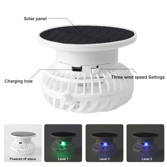 Fishing Hat Fan with Solar Panel Strong Airflow Low Noise Lightweight Adjustable Rechargeable Air Cooling Fan