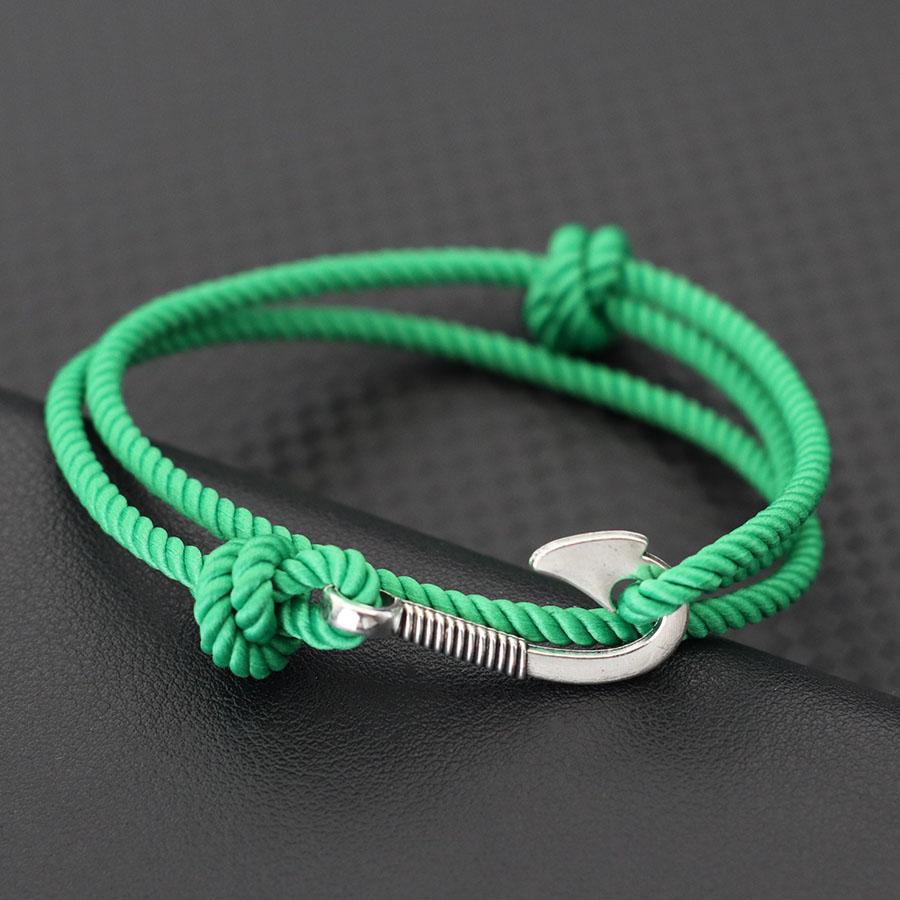 Noter Double Layer Men Bracelet With Fishing Hook Charm Grade A 3mm Rope Good Luck Red Thread Braslet Nautical Accessories Gift