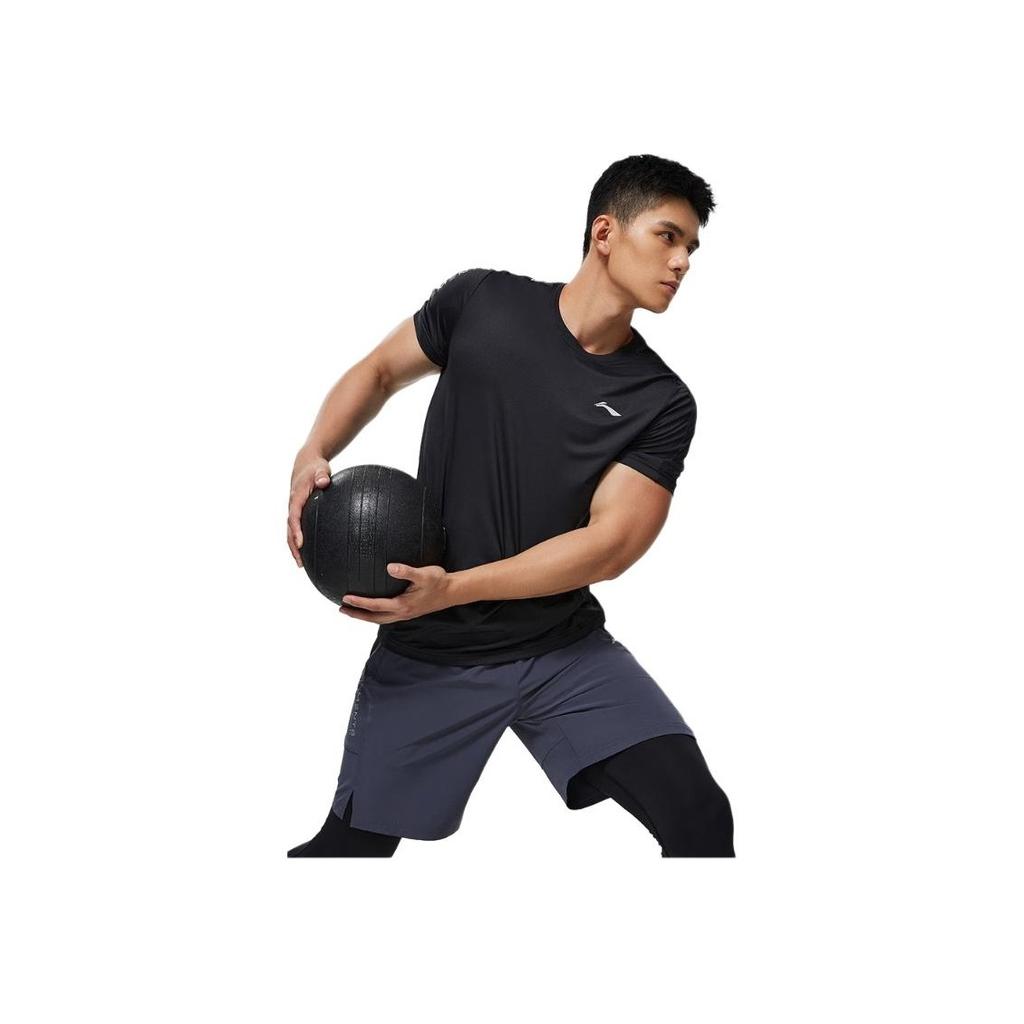 Li Ning Fitness Series Logo Fast Dry Sports Shorts Men Shorts Cold-Sand-Black AKST449-4
