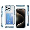 Applicable To IPhone15 Card Bag Mobile Phone Case 16Pro Junfan Card Bag 13 Crystal Transparent Scratch-proof Integrated Bracket X Anti-fall Case