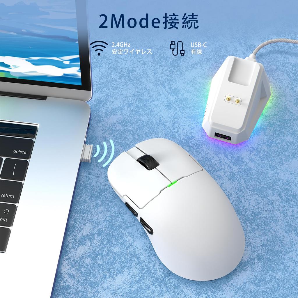 X ATTACK SHARK AJ159P Gaming Wireless PAW3395 26000 Magnetic Charging Dock 400mAh Compatible with Windows A.JAZZ Mouse, Ultra-Lightweight (56g),