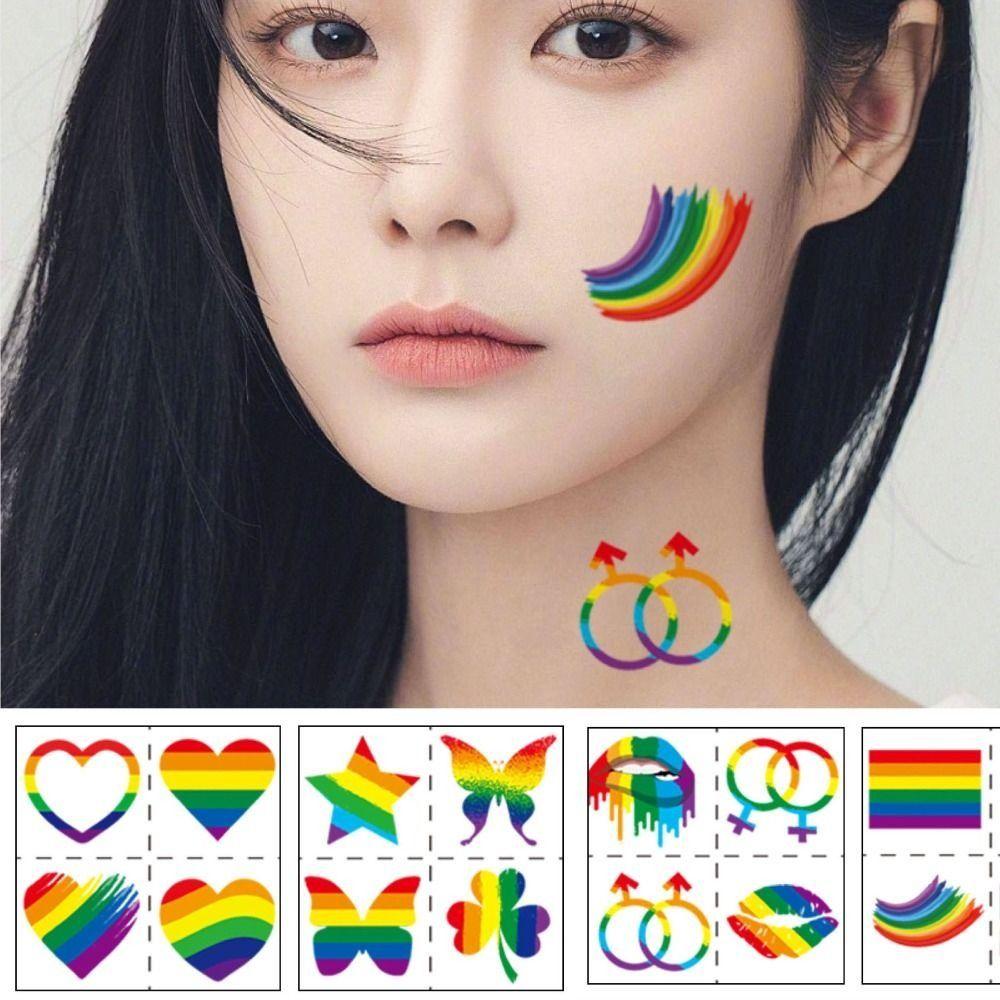 18 шт. красочные наклейки-татуировки в виде радуги, временные наклейки-татуировки в виде цветов и звезд, пара дружбы
