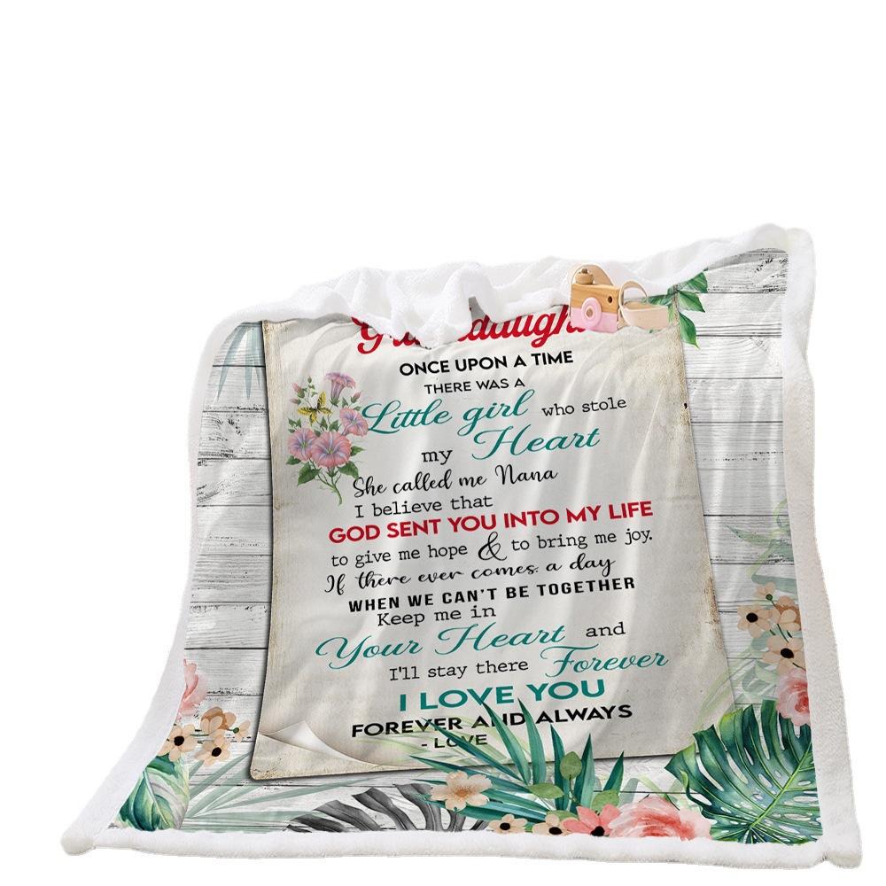 Blanket 2D Digital Printed Lamb Fleece Crystal Fleece Handwritten Letter Blanket Cover Blanket
