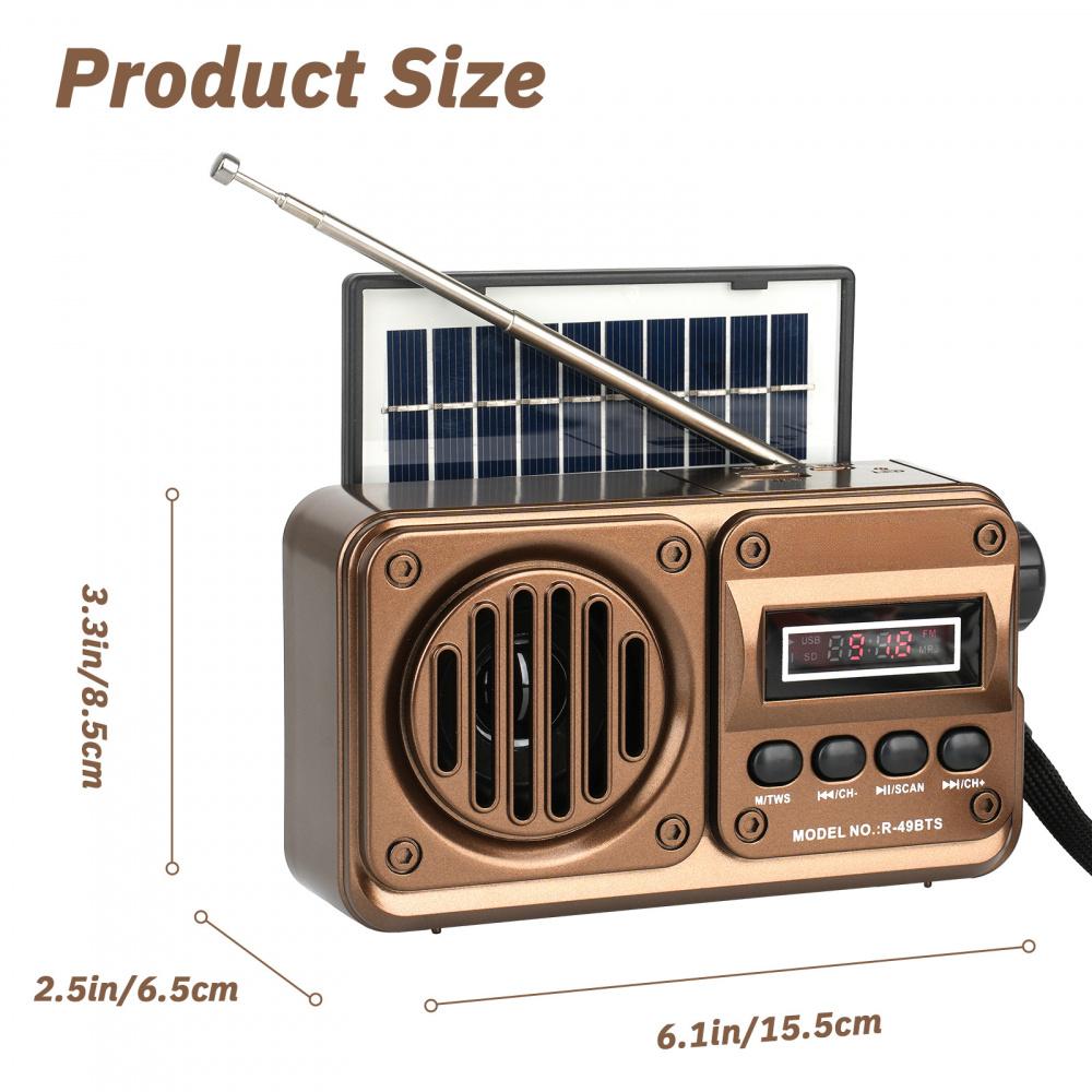 Солнечная батарея, вставная бас-карта, высококачественный звук, Bluetooth-динамик, FM-радио с автоматическим поиском каналов