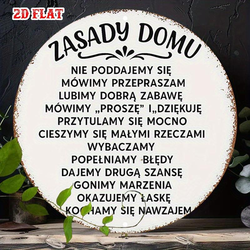 Металлическая табличка D Flat Zasady Domu Польские Правила Дома Винтажное Металлическое Настенное Искусство для Дома Кухни Семейного Декора Подарок