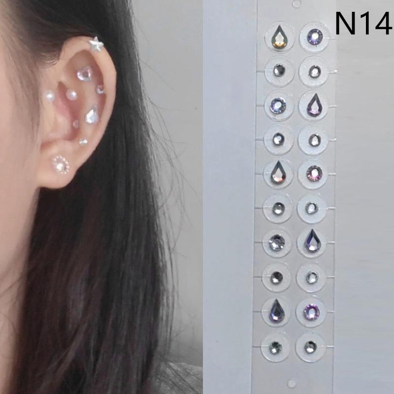 20 Patches Heart Butterfly Bow Rhinestone Ear Point Stickers Ear Pressure Stick Acupuncture Magnetic Beads Auricular Ear Sticker