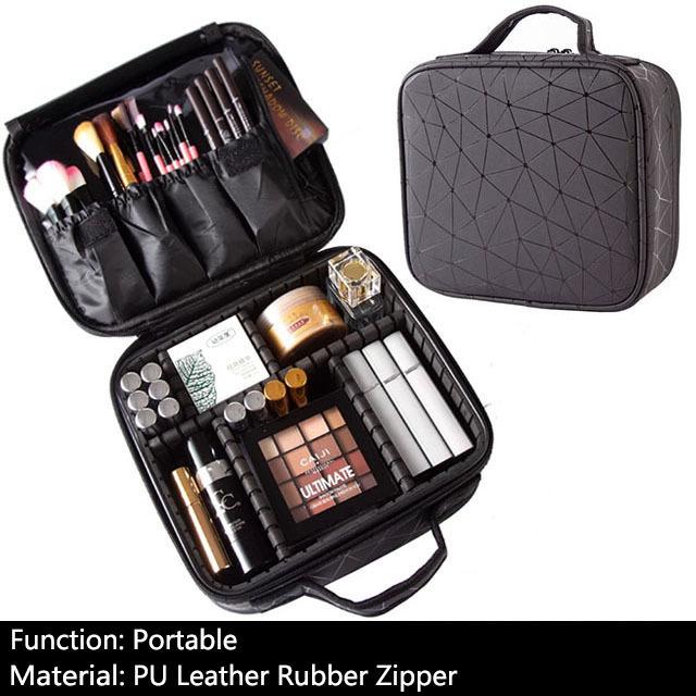 Female Alligator Makeup Case Leather Professional Cosmetic Case Brushes Make Up Suitcase Women Travel Beautician Cosmetics Bag