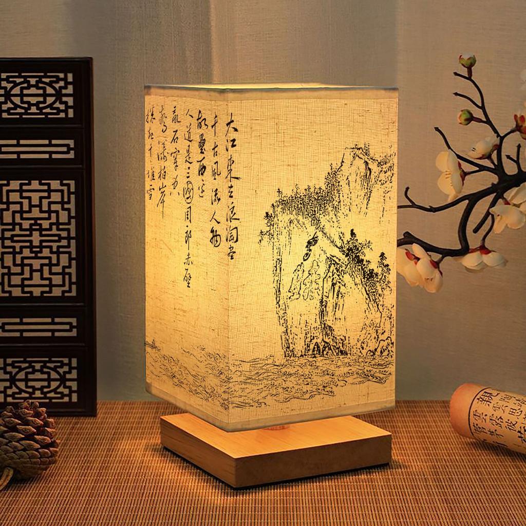 Китайский стиль Традиционная каллиграфия Ретро теплый свет спальня кабинет прикроватная атмосфера украшение чайный домик настольная лампа