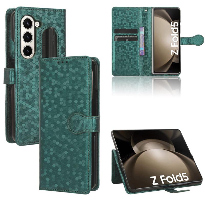 Samsung Galaxy Z fold6 Z fold5/4/3 с отделением для ручки роскошный волнистый узор в виде точек магнитный чехол-книжка для мобильного телефона флип-чехол защитный чехол