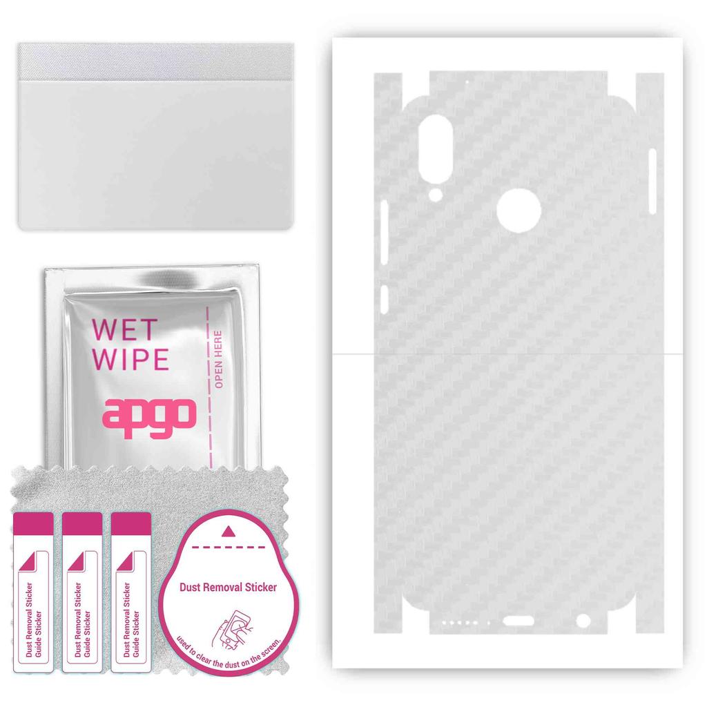 apgo Protective Skin Sticker for the Back+sides Compatible with Huawei P20 Lite, Full Wrap Film, Foil, Vinyl - Pattern Transparent Carbon