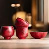 Cultural Red Ceramic Master Tea Cup Gift Set