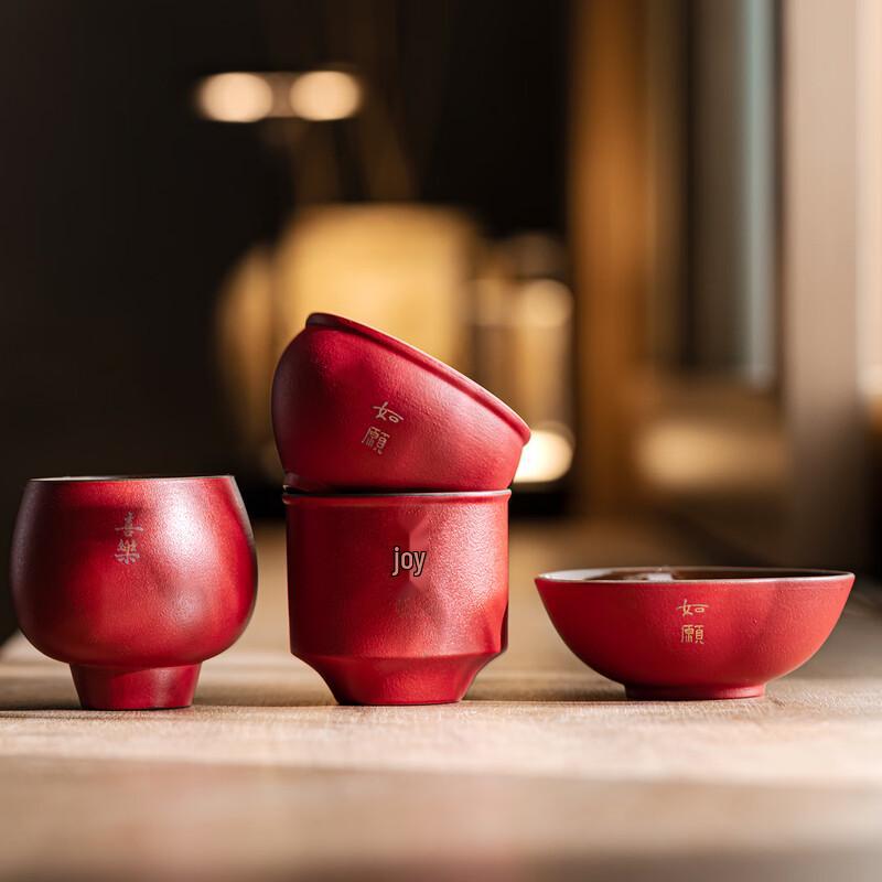 Cultural Red Ceramic Master Tea Cup Gift Set