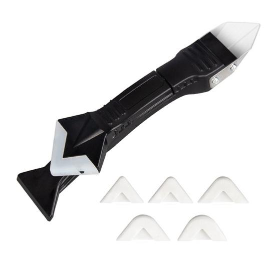 Glue Scraper Metal Spatula Head High Hardness Wear-Resistant Detachable Rubber Head Flexible Replacement 3-in-1 Shovel Scraper Angle Tool