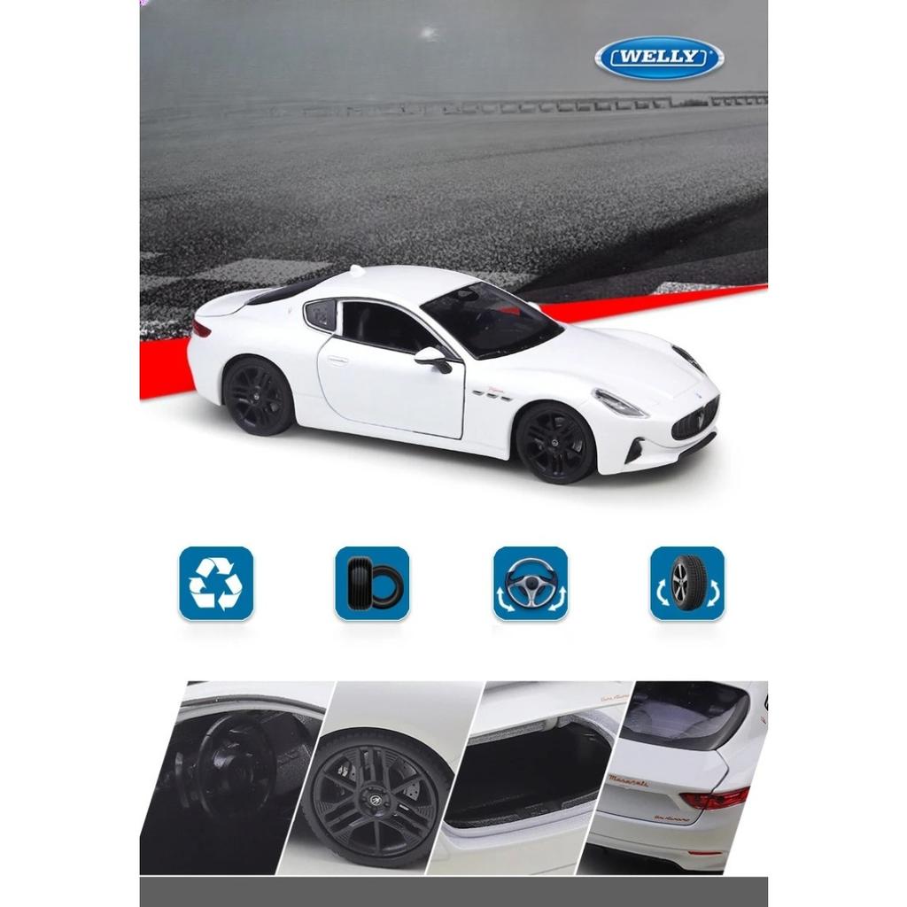 Welly 1/24 Maserati Granturismo Folgore 2023 Купе Сплав Спортивный Автомобиль Модель Литые Металлические Гоночные Автомобили Модель Автомобиля Детская Игрушка Подарок