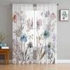 Watercolor Flowers Plants Sheer Curtains For Living Room Kitchen Window Curtains Bedroom Tulle Voile Curtains