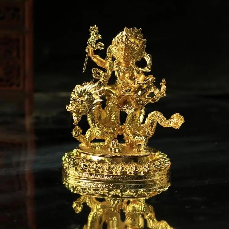 1PCS 3-inch Alloy Manjusri Four Armed Lotus Master White Green Tara Diamond Buddha Home Desktop Decoration