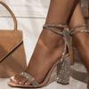Сексуальные женские босоножки на высоком каблуке, летняя обувь со сверкающими стразами для вечеринки, элегантные женские туфли-лодочки для выпускного вечера, большой размер WSH4602