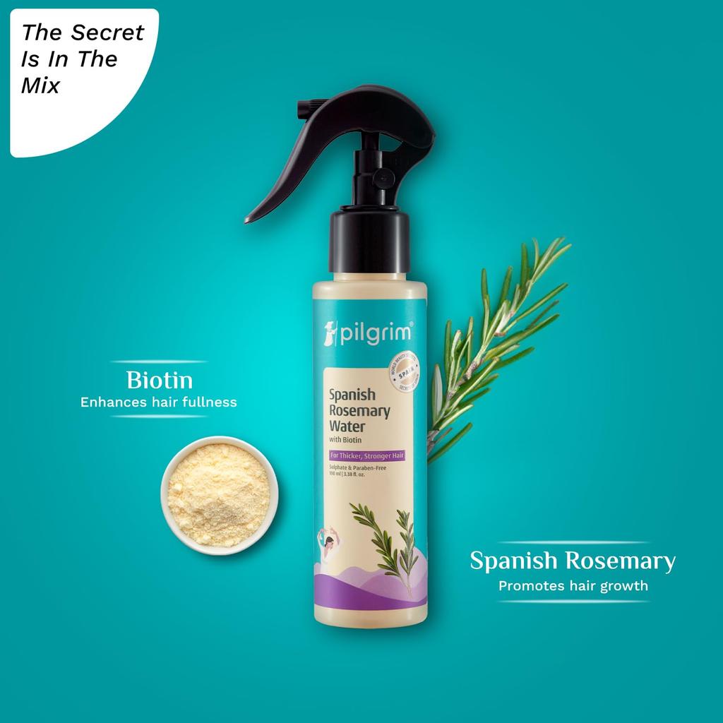 Спрей для волос Pilgrim Spanish Rosemary Water с биотином для силы и густоты 100 мл Для женщин и мужчин Ежедневное использование