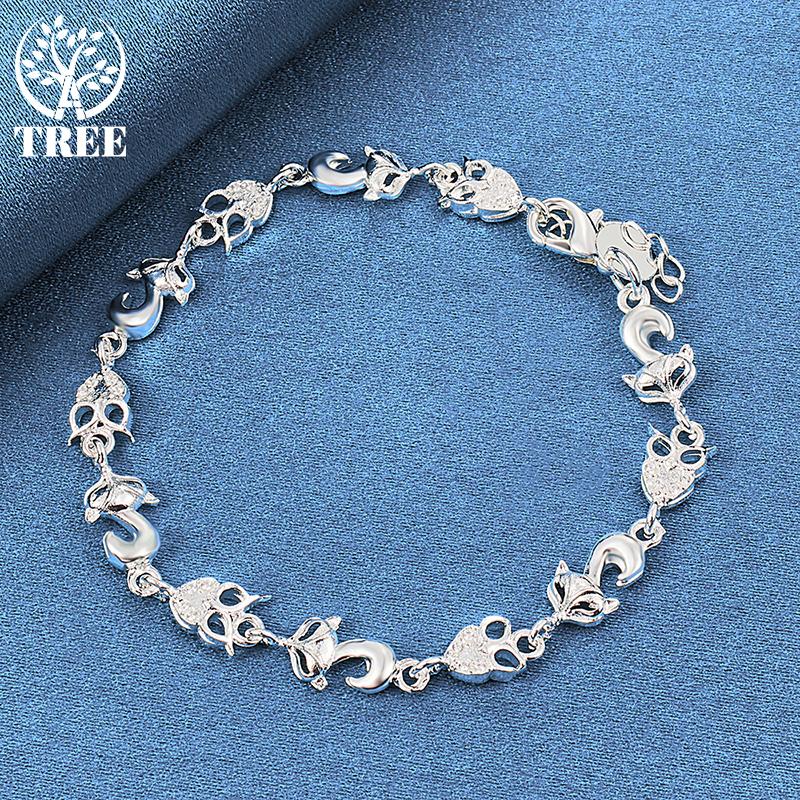 Ювелирные изделия из браслета из стерлингового серебра 925 пробы с лисой и совой AAA из циркона