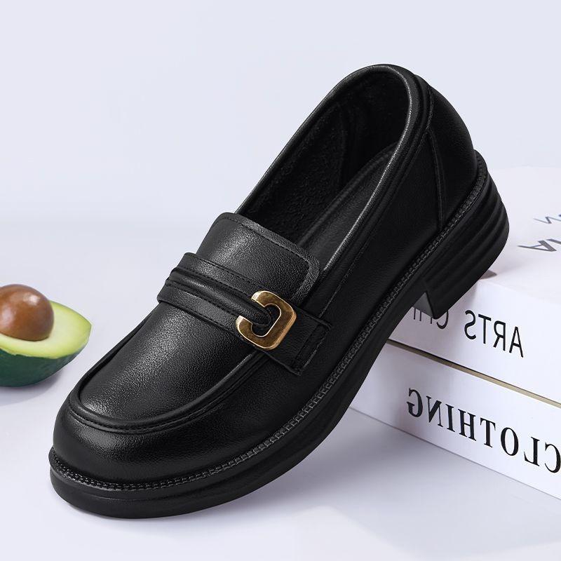 Classic and easy to match small leather shoes, black new Le Fu shoes, women's British style size women's shoes