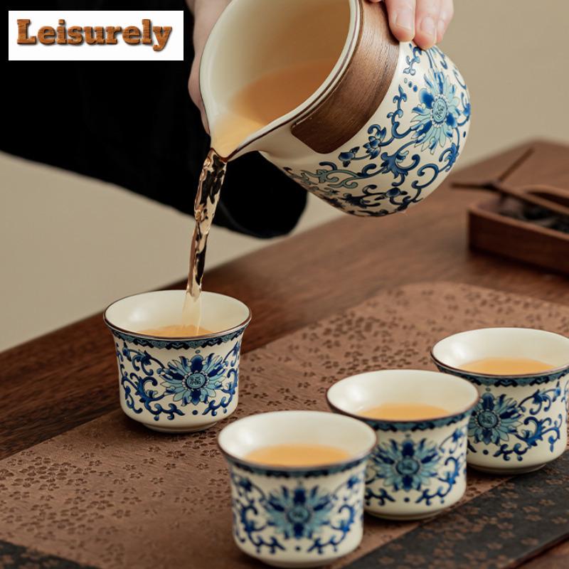 Китайский керамический чайный сервиз Ru Kiln Blue And White, изысканные заварочные чайники Klit Kung Fu, переносная чайная чашка Gaiwan, чайные чашки в подарок