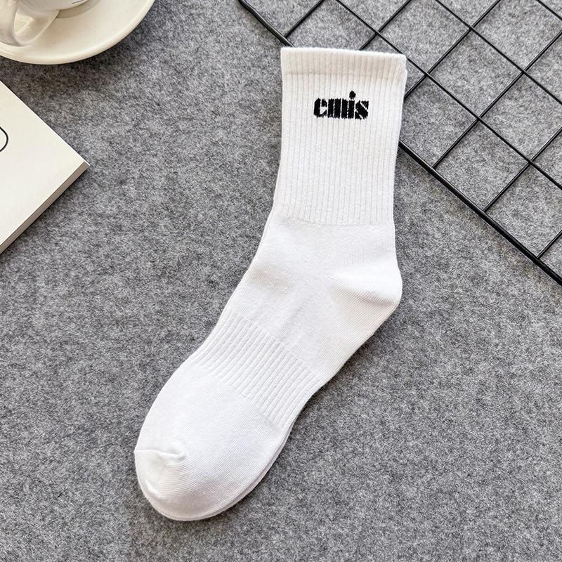 Men Spring Simple Small Design Letter High Thread Sports Stockings