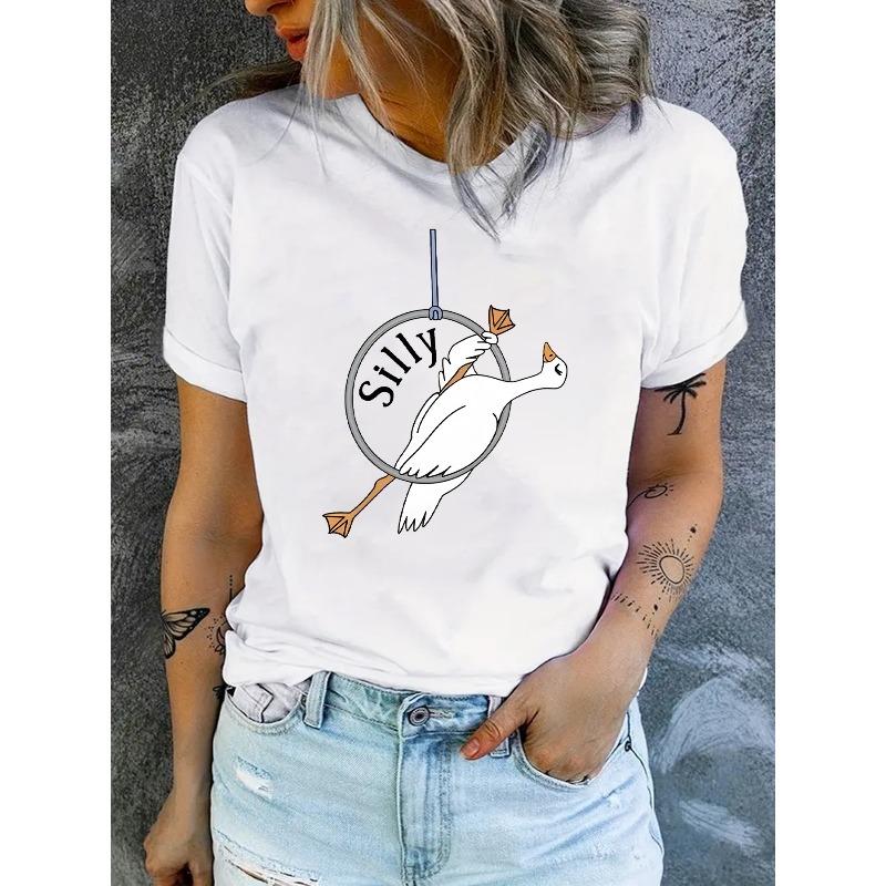 Women's Circus-Themed T-Shirt - Short Sleeve Crew Neck Summer Top with Circus Staff Print & Circus Performer Lettering - Casual Spring/Summer Blouse f