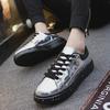 Мужская блестящая лакированная кожа на толстой подошве, модная весенняя спортивная повседневная обувь